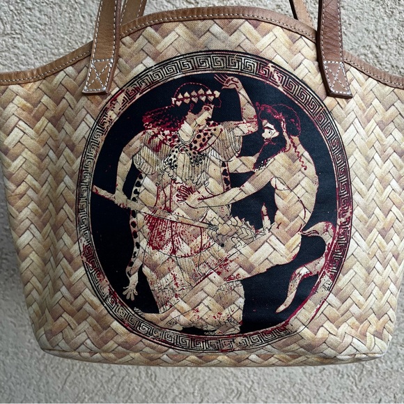 Vivienne Westwood 90’s Psuedo Print “Bunny” Woven Ratten Pattern Tote Bag - Picture 3 of 10